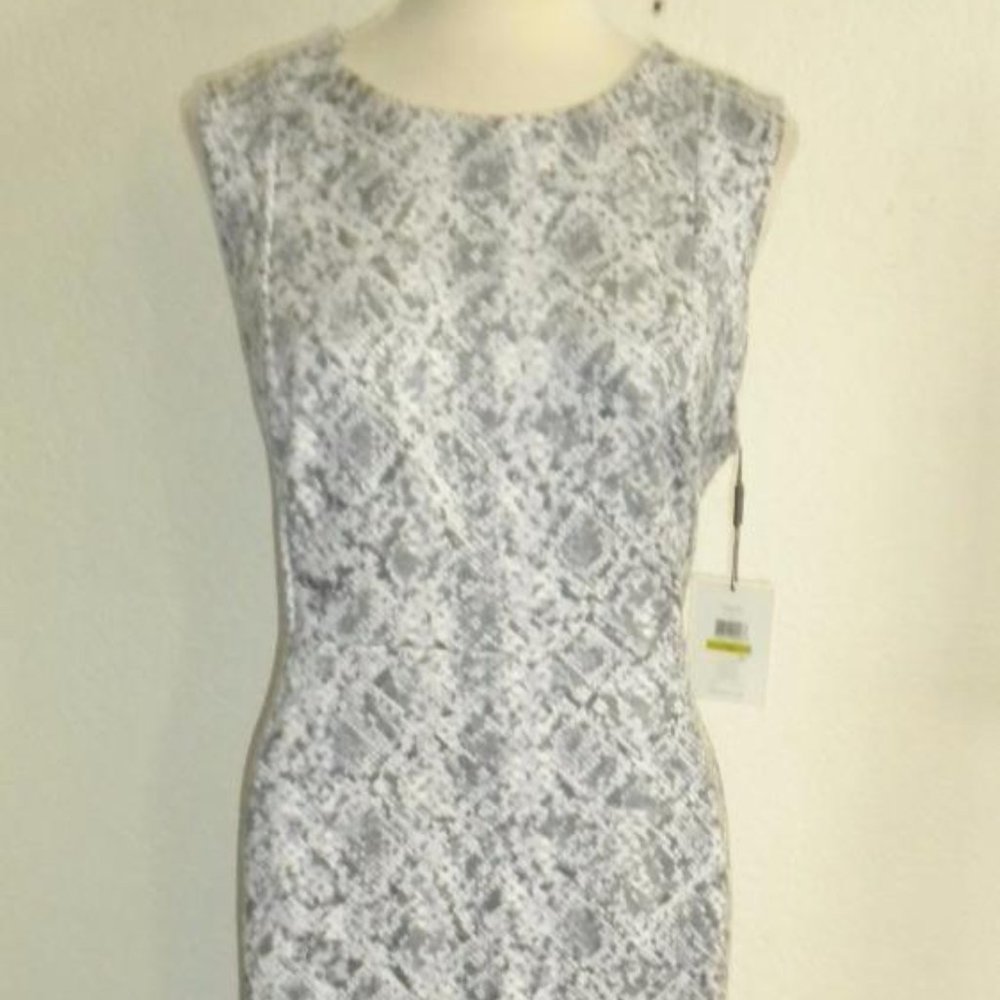 CALVIN KLEIN MS SIZE 14 GRAY SNAKE PRINT SUEDE LIKE SLEEVELESS FASHION DRESS
